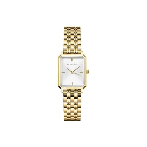 Rosefield owgsg-o60 - orologio da donna al quarzo, 19,5 x 24 mm, quadrante nero, cinturino in acciaio dorato