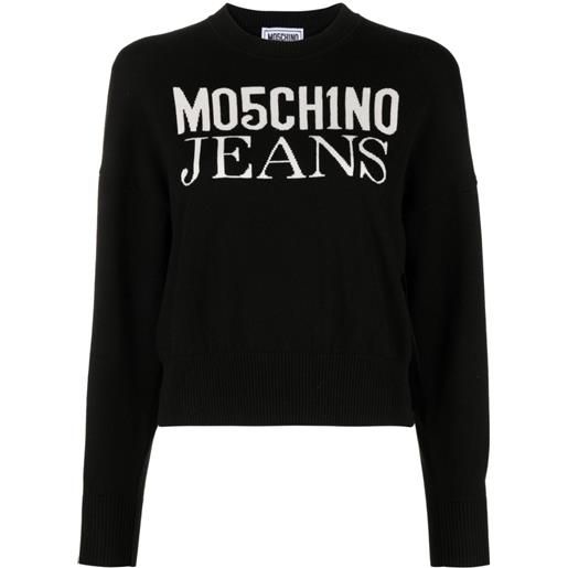 MOSCHINO JEANS maglione con logo jacquard - nero