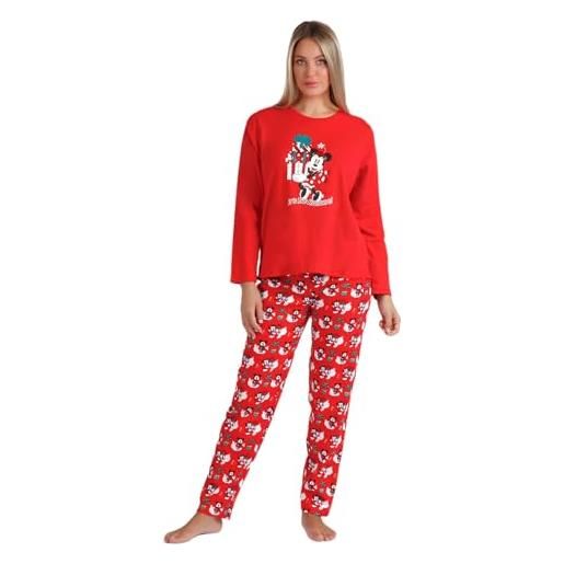 Disney pigiama donna invernale natalizio 100% cotone interlock stampa minnie art. 60577-0 (m)