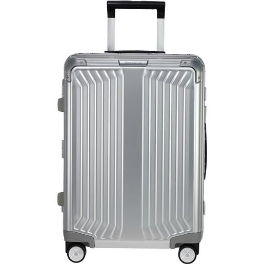 Samsonite lite-box trolley valigia cabina 55 cm, alluminio argentato