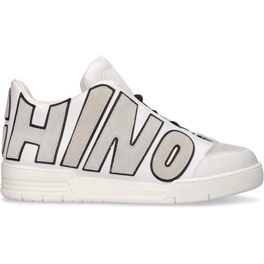 MOSCHINO sneakers mid top in pelle con logo