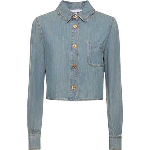 MOSCHINO camicia cropped in in cotone chambray