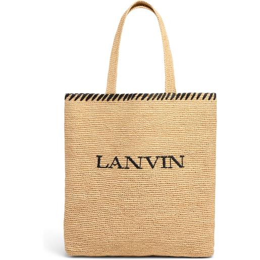 LANVIN borsa shopping effetto rafia con logo