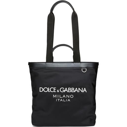 DOLCE & GABBANA borsa shopping in nylon con logo