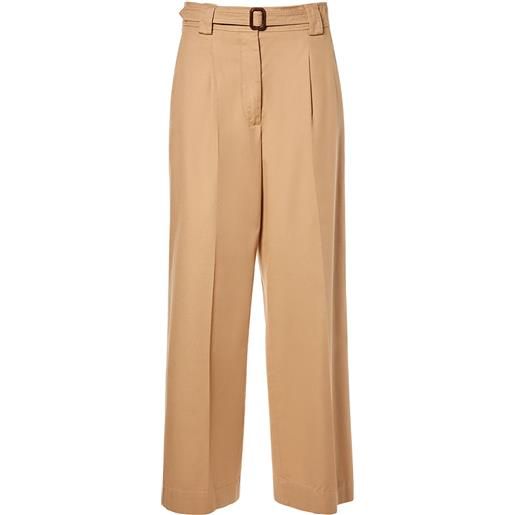 WEEKEND MAX MARA pantaloni larghi pino in tela di cotone / cintura