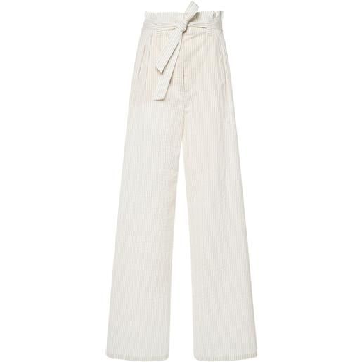 MAX MARA pantaloni larghi in tela di cotone / cintura