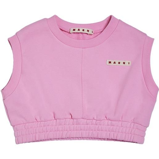 MARNI JUNIOR felpa cropped in cotone con logo