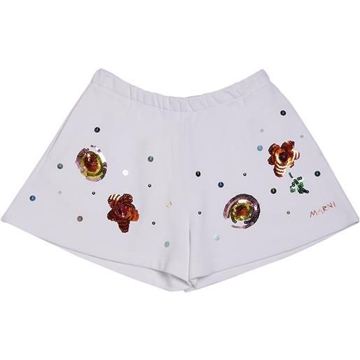 MARNI JUNIOR shorts in felpa di cotone con paillettes