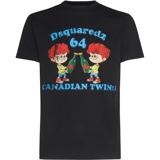 DSQUARED2 t-shirt canadian twins in cotone con stampa