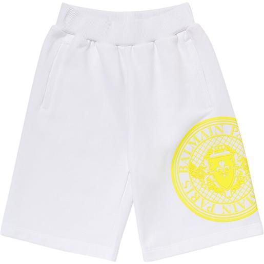 BALMAIN shorts in felpa di cotone con stampa