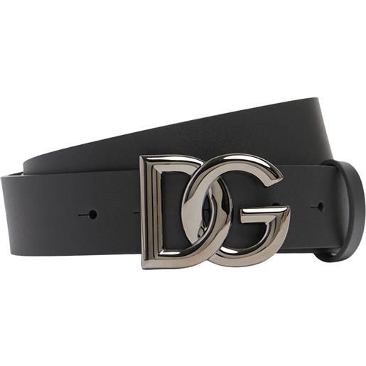 DOLCE & GABBANA cintura in pelle con logo 3,5cm