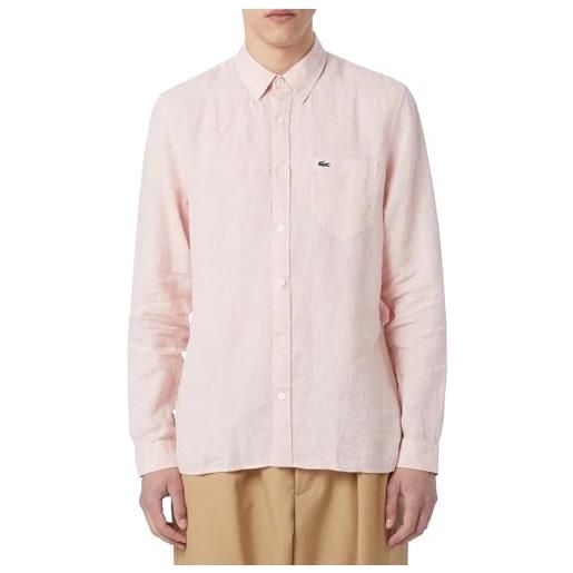 Lacoste-men s l/s woven shirt-ch5692-00, rosa chiaro, 42 (l)