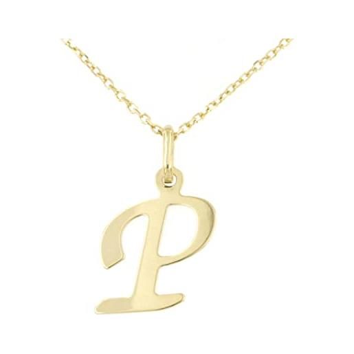 forme di Lucchetta lucchetta - ciondolo lettera p iniziale nome in oro giallo 9 carati - catenina d'oro 45cm | collane d'oro vero per donna