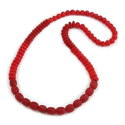 Avalaya collana lunga con perline in resina rossa, 86 cm, resina