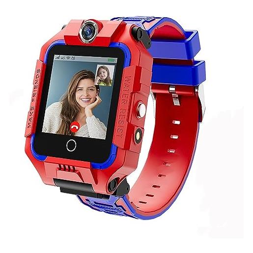 LiveGo automatico 4g bambini intelligente orologio per i ragazzi ragazze, impermeabile sicuro smartwatch, gps tracker chiamata sos camera wi. Fi, per i bambini studenti 4-12y compleanno, rosso, large