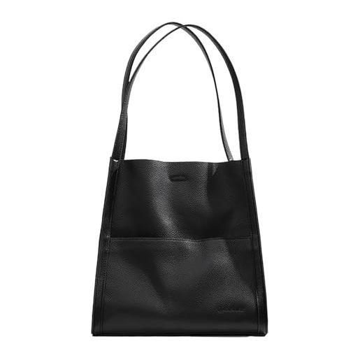RQJZ borsa shopper donna grande borsa tote donna shopper borsa a tracolla in vera pelle donna shopper con zip con tasche interne nero