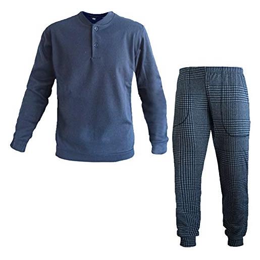 Primal pigiama uomo in flanella leggera coveri linea prestige art. 5072 (l/50, blu)