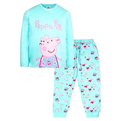 Peppa Pig - pigiama per bambini - pigiama a maniche lunghe turchese - indumenti da notte in 100% cotone - merchandise ufficiale 3/4 anni