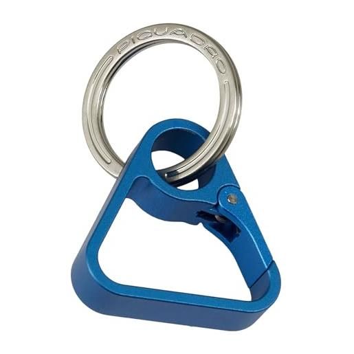 Piquadro blue square key chain with triangular carabiner hook blu, blau, taglia unica
