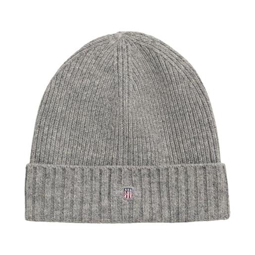 GANT shield wool beanie berretto, grigio, taglia unica unisex-adulto