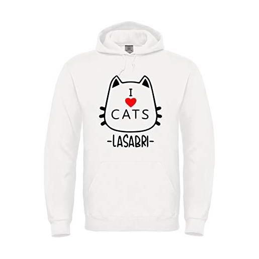 MAGLIERIA CONFORTI felpa con cappuccio la. Sabri i love cats lasabrigamer maglia bambina ragazza bambino (12-14 anni, bianco)