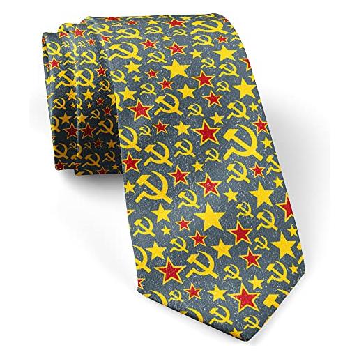 IKIKI-TECH skinny slim fashion cravatta per uomo novità conversational neckwear cravatte (unione sovietica segni pattern), come mostrato, large