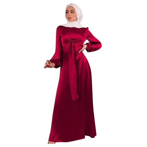 Générique tinta unita musulmana preghiera donna tinta unita chic alla moda abito musulmano sciolto semplice lunghezza abito da preghiera comfort & dolcezza abaya abito matrimonio sera abayas, vino, s