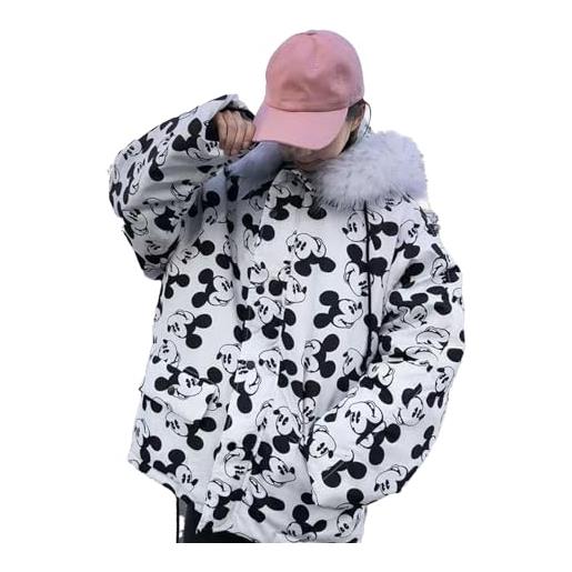 yanenrun abbigliamento di marca top fashion topolino cardigan allentato giacca invernale per il tempo libero giacca imbottita in cotone ispessimento, bianco, s