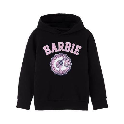 Barbie bambina felpa nera con cappuccio | design collegiale controllato | merchandising ufficiale felpa comoda ed elegante per ragazze alla moda
