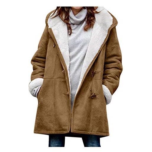 DGZTWLL cappotti parka invernali da donna, a maniche lunghe, zip intera caldi e pelosi giacche sherpa plus size outwear 2023 abbigliamento invernale giacca autunnale moda 2023, a1-marrone. , 5xl