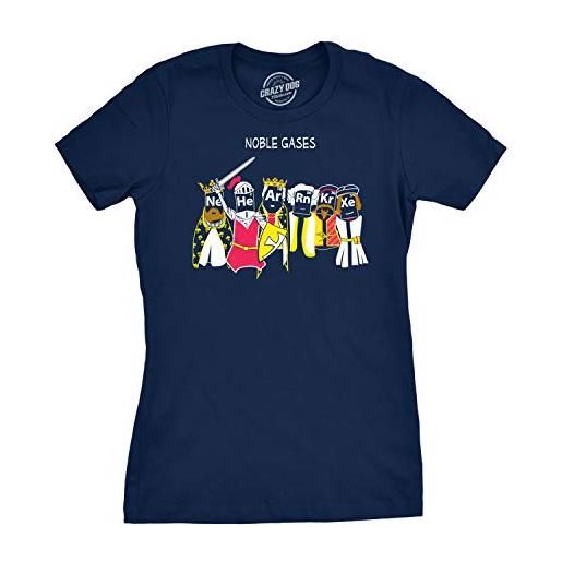 Crazy Dog T-Shirts crazy dog tshirts - womens noble gases science t shirt funny nerdy tee for geeks cool graphic (navy) - m - divertente donna magliette