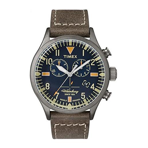 Timex orologio cronografo quarzo uomo con cinturino in pelle tw2p84100
