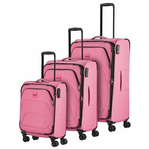 Travelite adriia 4 ruote set di valigie 3 pezzi rosa