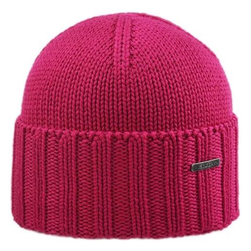 Melegari berretto cuffia bordo alto | beanie varese | pura lana merino | made in italy (it, numero, 54, 58, fucsia)