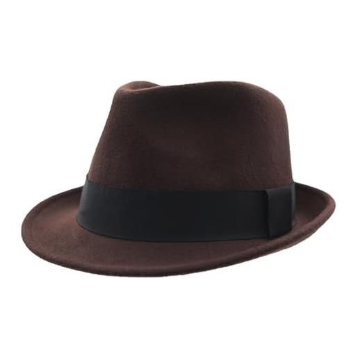 Decentron cappello invernale da uomo in feltro di lana a tesa corta, caff, 7.375