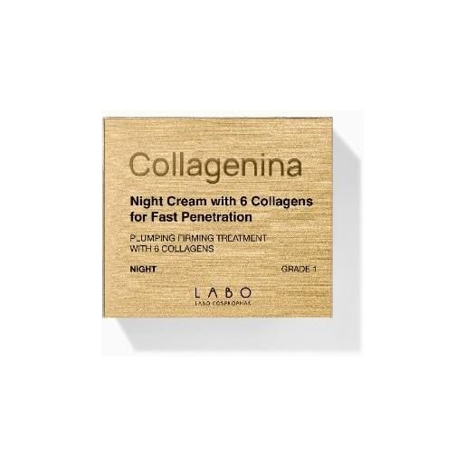 LABO collagenina crema notte viso grado 1 con 6 collagene per penetrazione rapida, 50 ml
