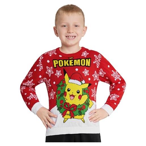 Pokemon felpa bambino - maglione natalizio 4-14 anni per ragazzo - felpa pikachu bulbasaur regalo di natale bambini e ragazzi (rosso pikachu, 9-10 anni)