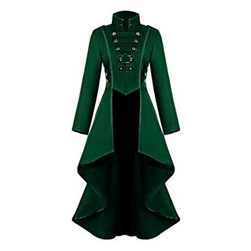 GladiolusA donne steampunk cappotti moda colore solido maniche lunghe giacche retrò stile gotico vittoriana irregolari tailcoat costume cappotto blu m