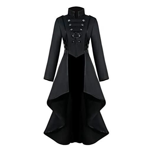 GladiolusA donne steampunk cappotti moda colore solido maniche lunghe giacche retrò stile gotico vittoriana irregolari tailcoat costume cappotto blu l