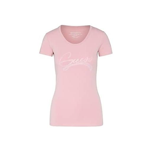 GUESS t-shirt manica corta da donna marchio, modello adelina w3ri14j1314, realizzato in cotone. Rosa