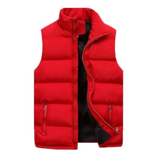 MIRJAI gilet invernale da uomo di grandi dimensioni 6xl colletto in piedi casual abbigliamento in cotone caldo giacca in cotone gilet senza maniche giacca (5xl, rosso)