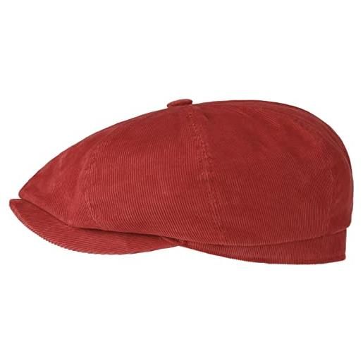 Stetson coppola hatteras sustainable corduroy uomo - made in the eu berretto newsboy con visiera, fodera autunno/inverno - l (58-59 cm) rosso scuro