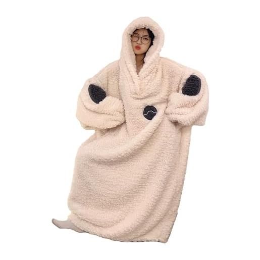 HULG pigiama intero in pile da donna - coperta con cappuccio extra large - coperta con cappuccio gigante indossabile in pile super morbido, calda e confortevole (m)