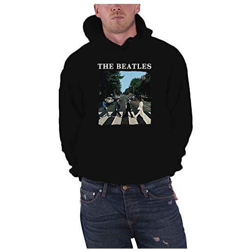 The Beatles felpa con cappuccio abbey road band logo nuovo ufficiale uomo nero size l