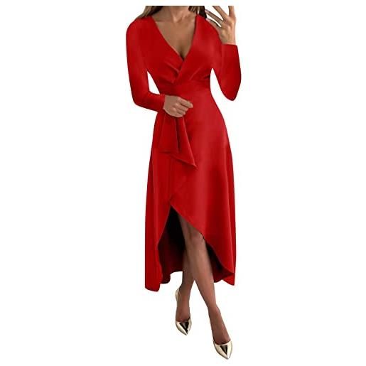 Kobilee abiti per capodanno donna vintage maniche lunghe abiti vestito curvy cocktail da sposa vestito da sera sexy invernale abito da cerimonia lungo taglie forti vestiti scollo a v elegante