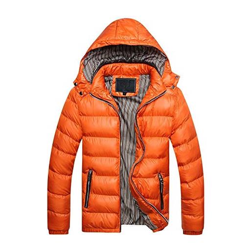 HERSIL giacca cotone imbottito cotone rimovibile coat inverno caldo ispessimento men hat men's coats & jackets giaccone lungo invernale termico (orange, xl)