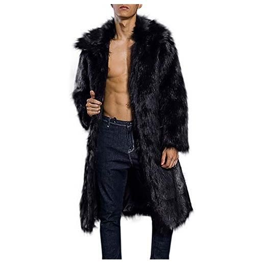 JMEDIC cappotti e giacche da uomo con capispalla caldi da uomo, cardigan, cappotti e giacche da uomo giacca autunnale giaccone pelliccia ecologica (black, xxxl)