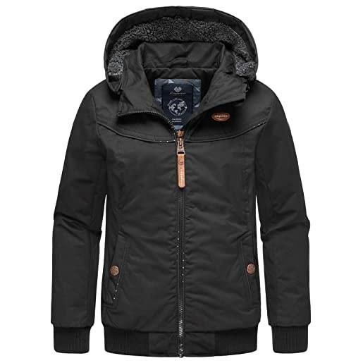 Ragwear alja 128-152 - giacca invernale da ragazza, impermeabile, con cappuccio rimovibile, nero , 152 cm