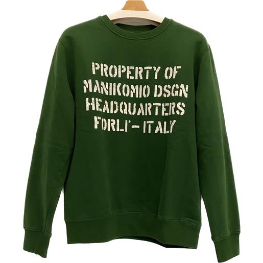 Manikomio dsgn aviator's sweatshirt felpa in cotone, forest, tg s verde