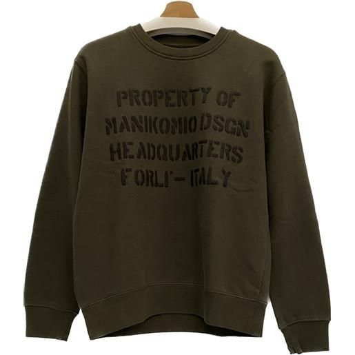 Manikomio dsgn aviator's sweatshirt felpa in cotone, military, tg s verde